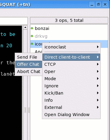 the X-Chat DCC window the X-Chat DCC window